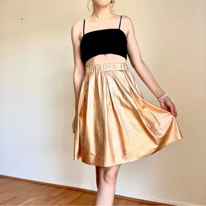 Moulinette soeurs gold metallic midi skirt